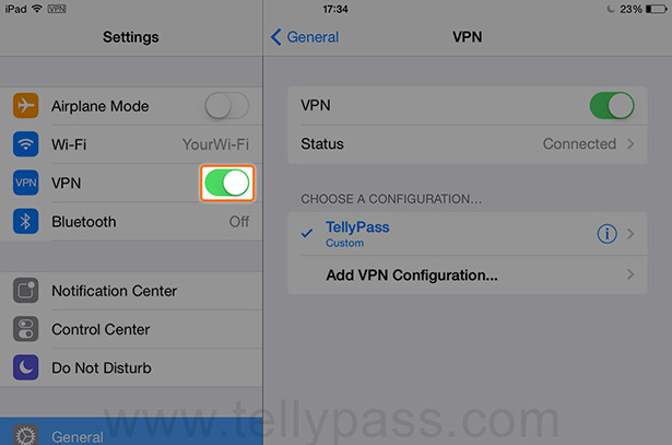 vpn connects but no internet ipad